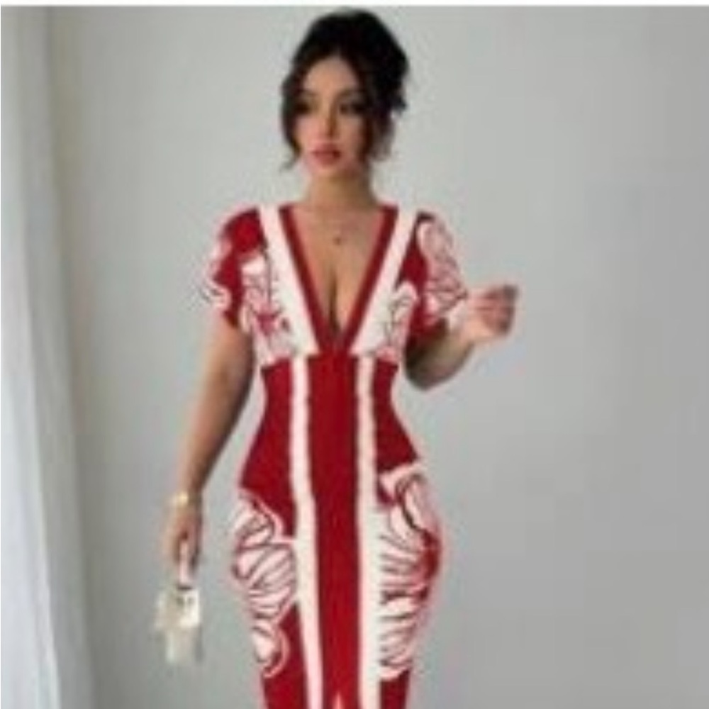 Elegant Red and White Dress/Beach Coverup